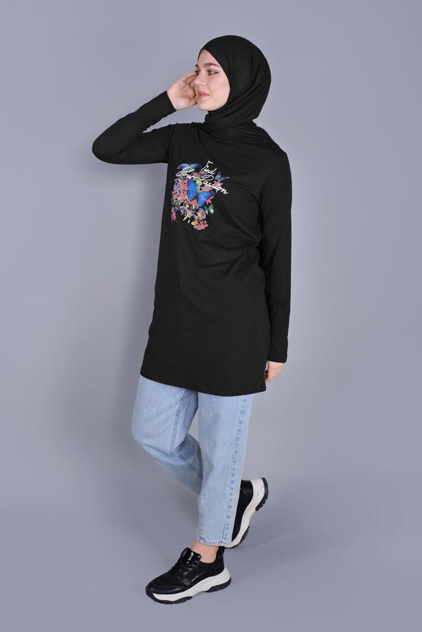 Vêtements hijab  MIX PATTERNED COTTON TUNIC 9206   - TRENDTESETTÜR
