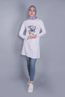 Hijab clothing WHITE MIX PATTERNED COTTON TUNIC 9206  