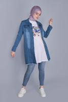 Hijab clothing WHITE MIX PATTERNED COTTON TUNIC 9206  