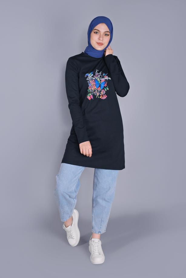 Vêtements hijab  MIX PATTERNED COTTON TUNIC 9206   - TRENDTESETTÜR