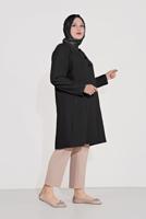 Hijab clothing BLACK ALVİNA EMBROIDERY DETAIL BUTTONED TRENCH COAT T 10234