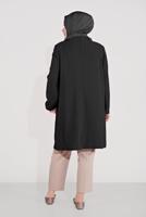 Hijab clothing BLACK ALVİNA EMBROIDERY DETAIL BUTTONED TRENCH COAT T 10234