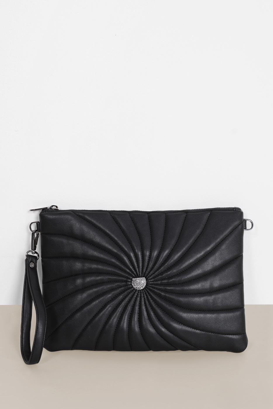 Vêtements hijab NOIR SAC À MOTIF ALVİNA AVEC DÉTAILS SURPIQUÉS 082
