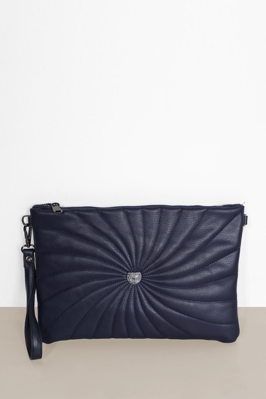 Vêtements hijab BLEU MARINE SAC À MOTIF ALVİNA AVEC DÉTAILS SURPIQUÉS 082