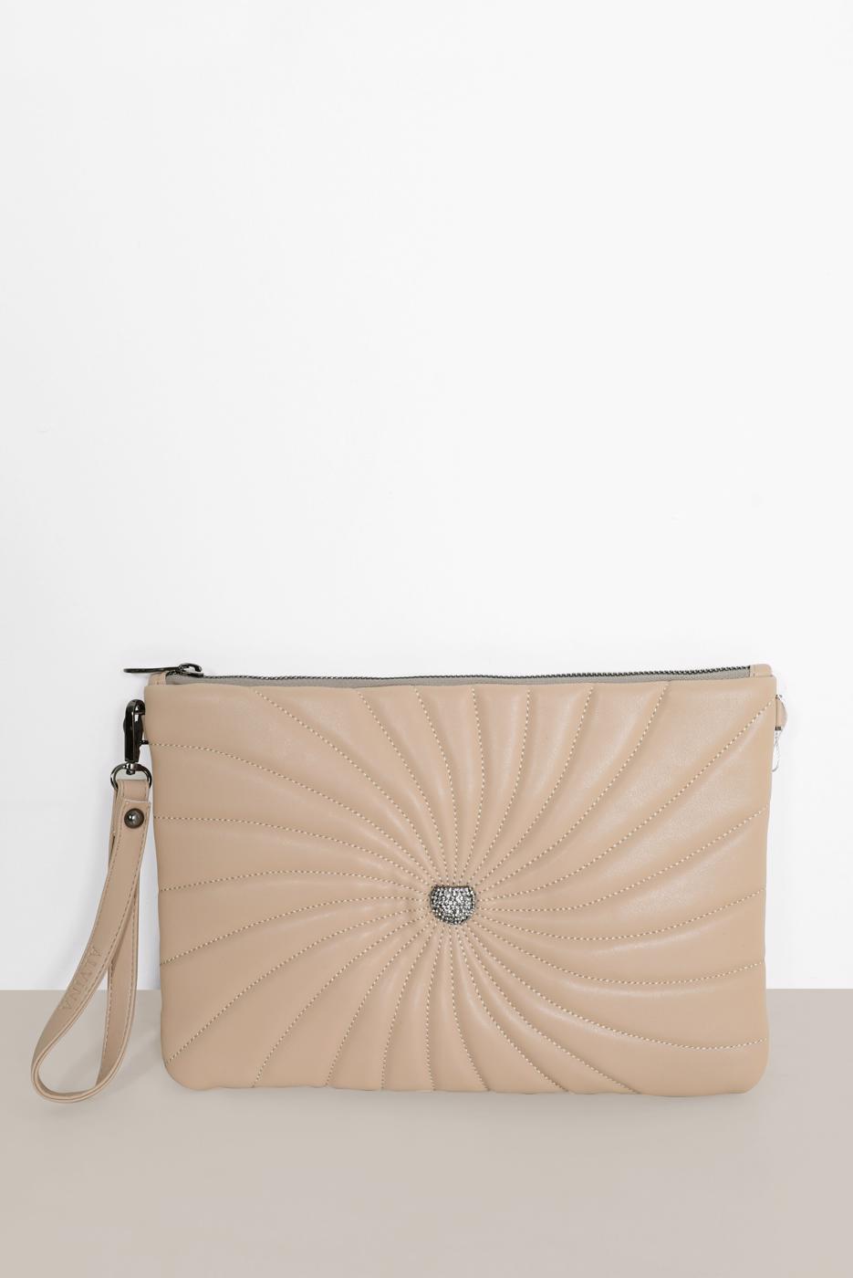 Vêtements hijab CRÈME SAC À MOTIF ALVİNA AVEC DÉTAILS SURPIQUÉS 082