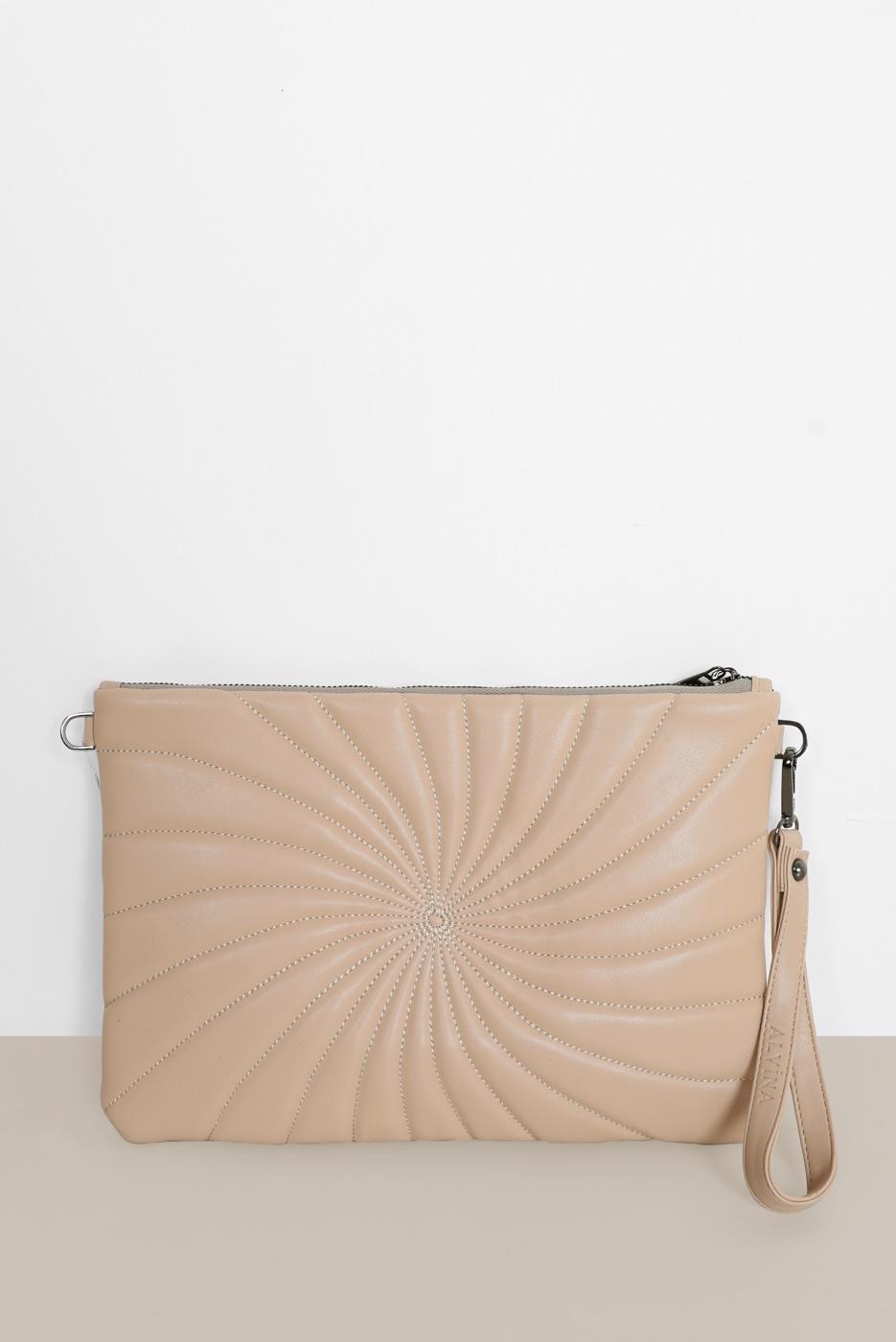 Vêtements hijab CRÈME SAC À MOTIF ALVİNA AVEC DÉTAILS SURPIQUÉS 082