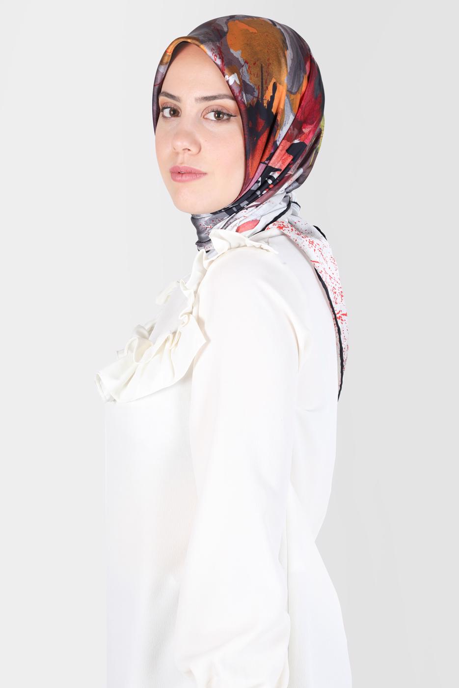 Tesettür giyim SİYAH ALVİNA DİJİTAL SURA EŞARP 8118 