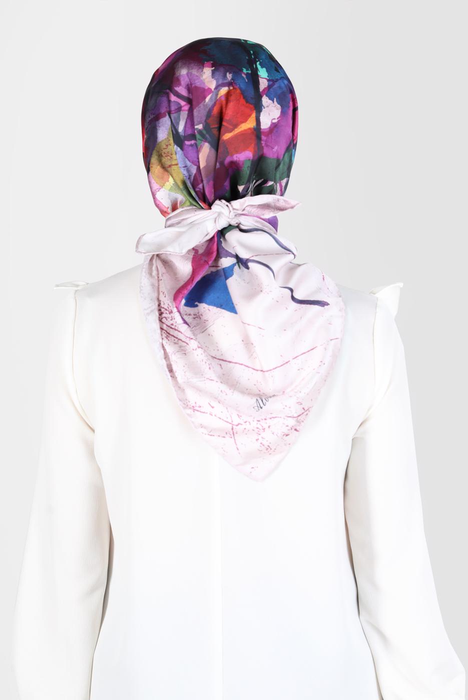 Tesettür giyim MOR ALVİNA DİJİTAL SURA EŞARP 8118 