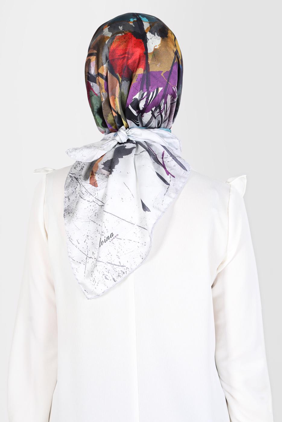 Tesettür giyim GÜMÜŞ ALVİNA DİJİTAL SURA EŞARP 8118