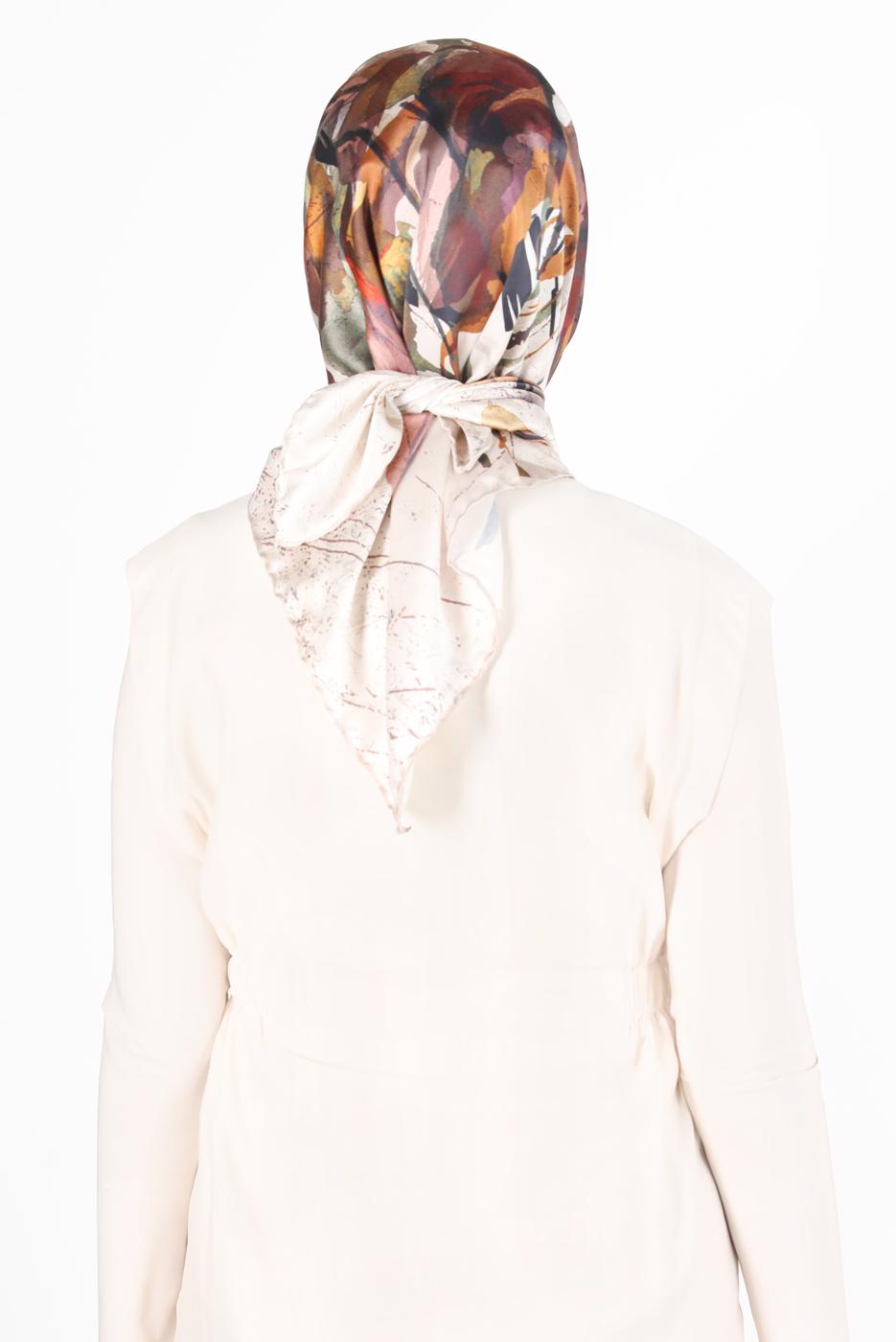 Tesettür giyim BEJ ALVİNA DİJİTAL SURA EŞARP 8118 