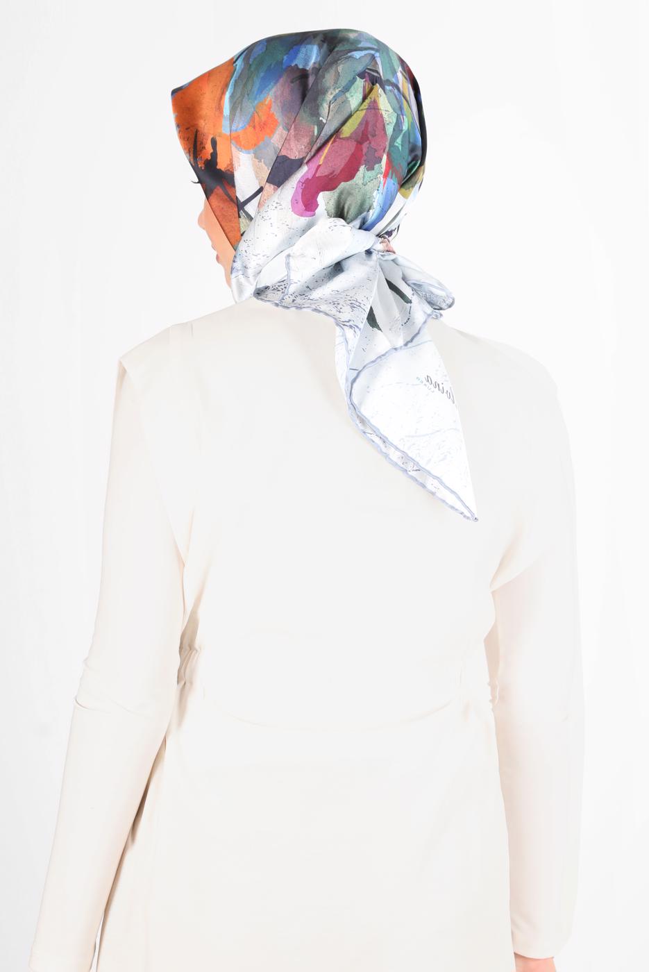 Tesettür giyim LACİVERT ALVİNA DİJİTAL SURA EŞARP 8118 