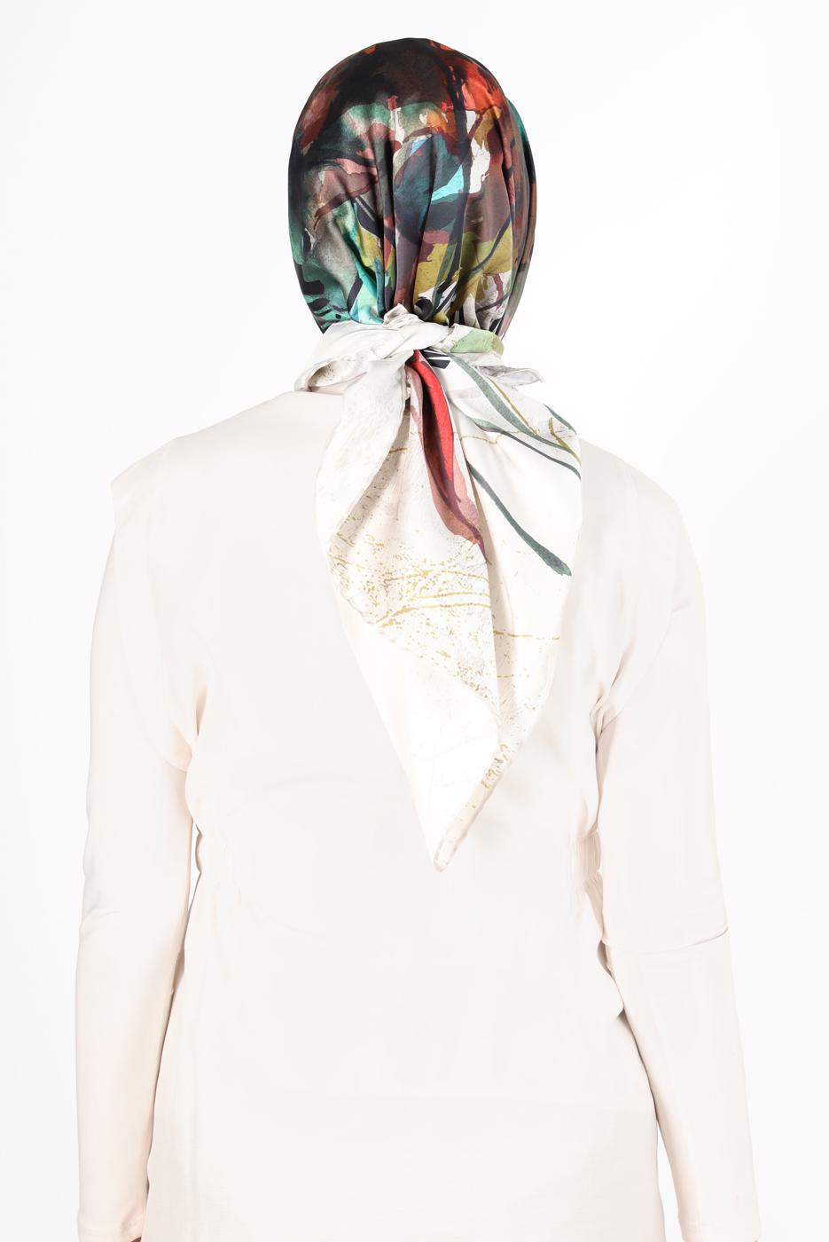 Tesettür giyim YEŞİL ALVİNA DİJİTAL SURA EŞARP 8118 