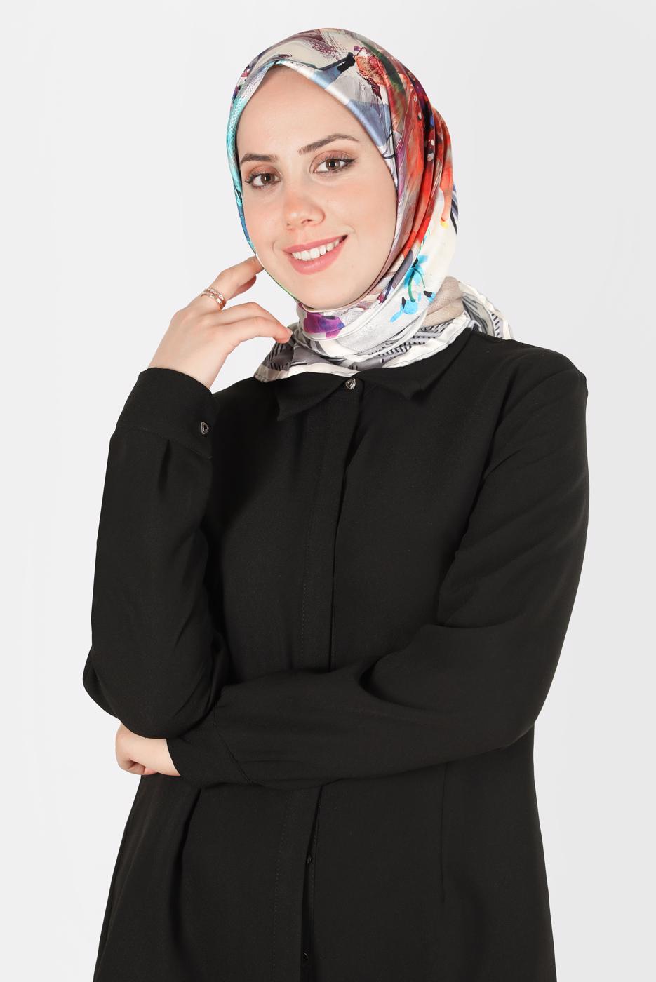 Tesettür giyim GÜMÜŞ ALVİNA DİJİTAL SURA EŞARP T 8120