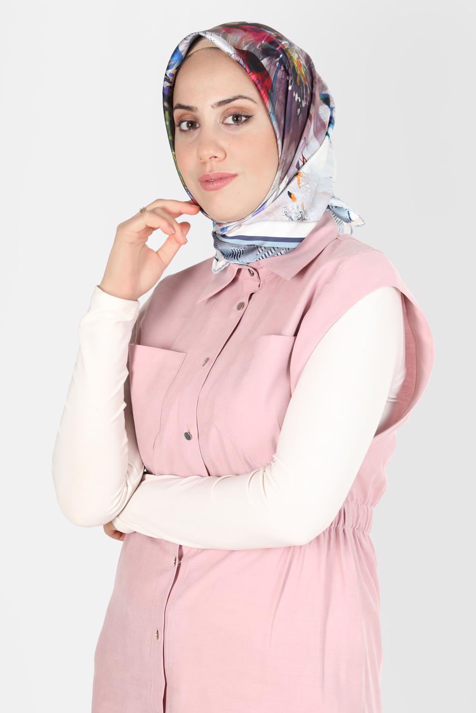 Tesettür giyim GRİ ALVİNA DİJİTAL SURA EŞARP T 8120