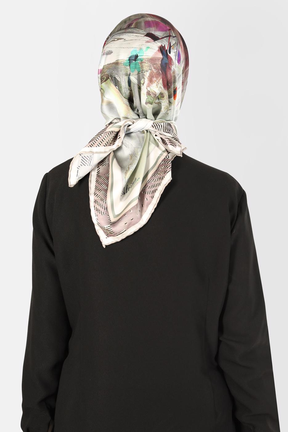 Tesettür giyim YEŞİL ALVİNA DİJİTAL SURA EŞARP T 8120