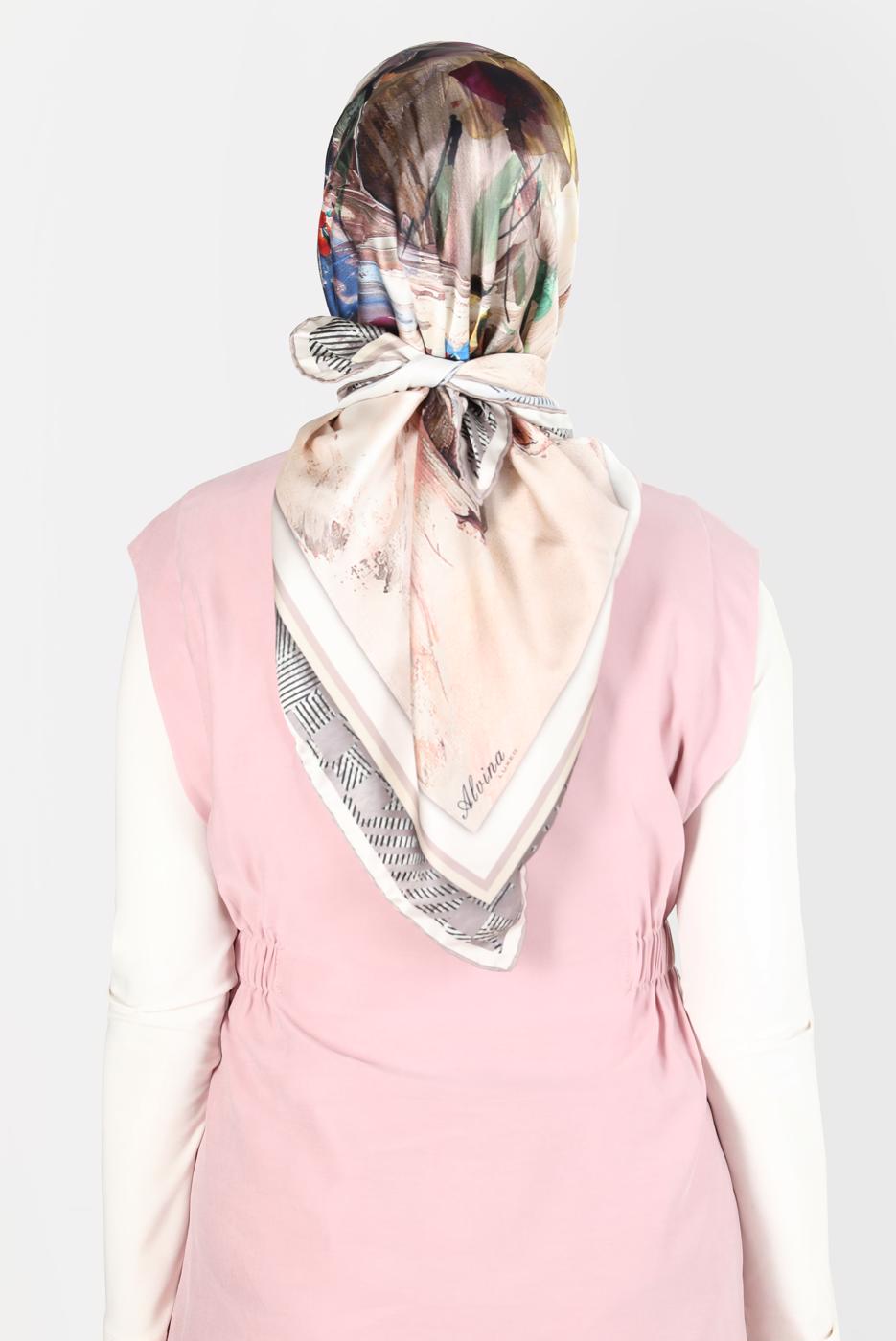 Tesettür giyim VİZON ALVİNA DİJİTAL SURA EŞARP T 8120