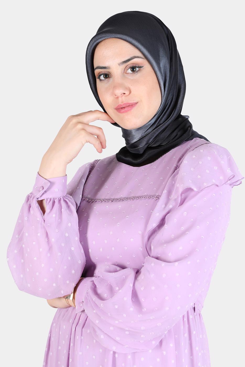 Tesettür giyim SİYAH ALVİNA JANJANLI DEGRADE EŞARP 8121 