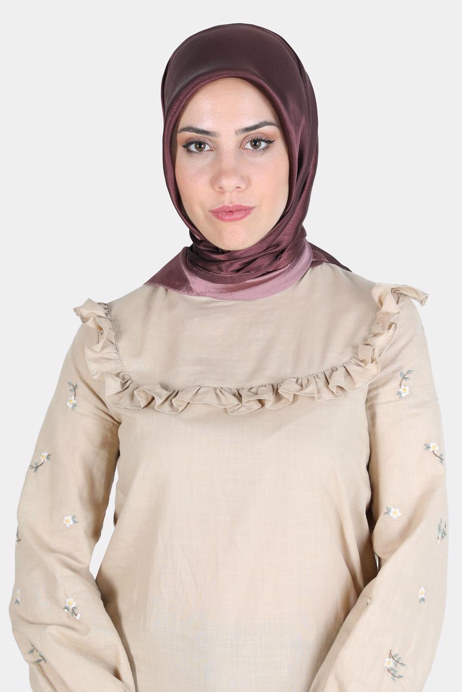 Tesettür giyim MÜRDÜM ALVİNA JANJANLI DEGRADE EŞARP 8121 