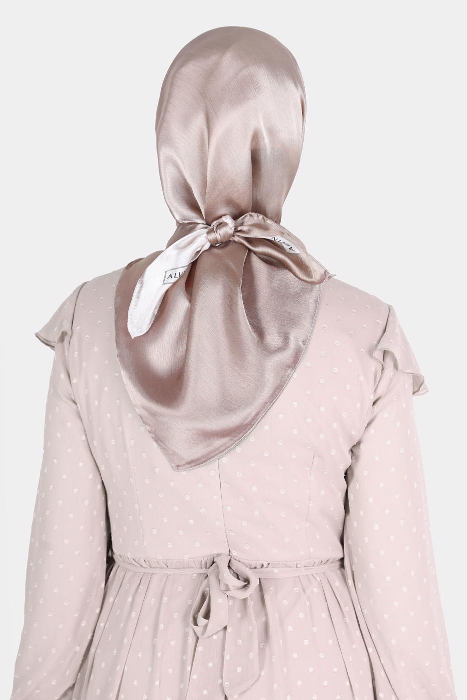 Tesettür giyim VİZON ALVİNA JANJANLI DEGRADE EŞARP 8121 