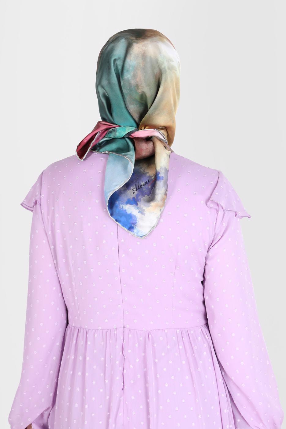 Tesettür giyim BEJ ALVİNA DİJİTAL SURA EŞARP T 8122