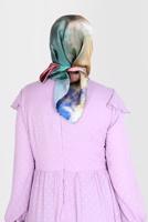 Tesettür giyim BEJ ALVİNA DİJİTAL SURA EŞARP T 8122