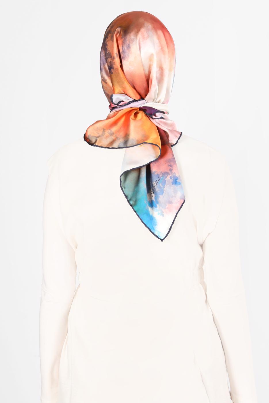 Tesettür giyim LACİVERT ALVİNA DİJİTAL SURA EŞARP T 8122