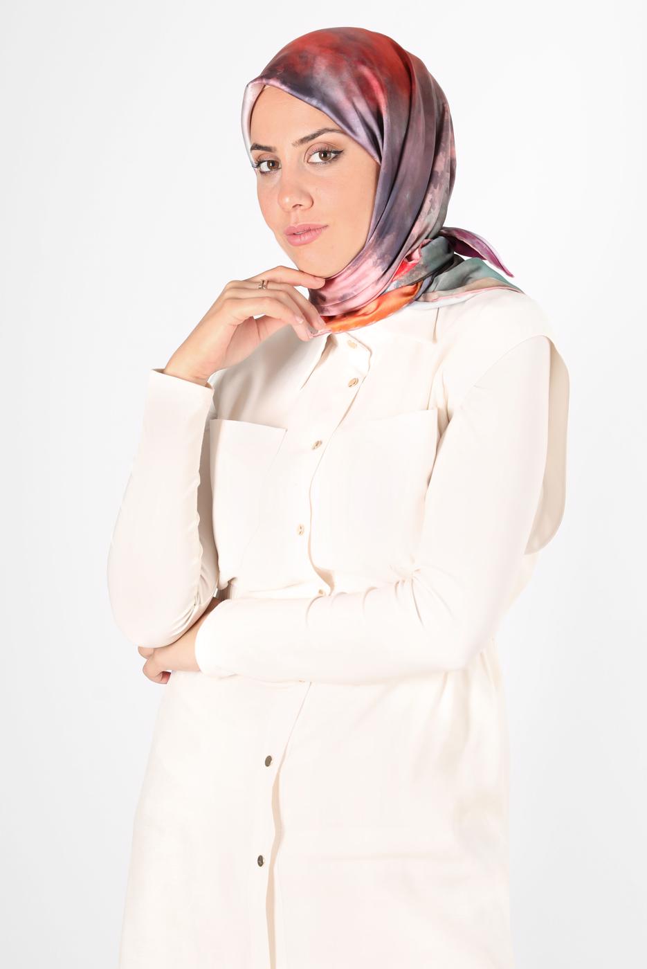 Tesettür giyim PUDRA ALVİNA DİJİTAL SURA EŞARP T 8122