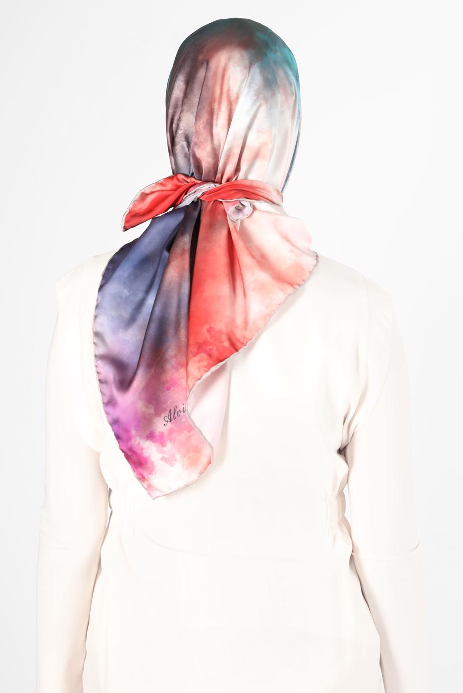 Tesettür giyim VİZON ALVİNA DİJİTAL SURA EŞARP T 8122