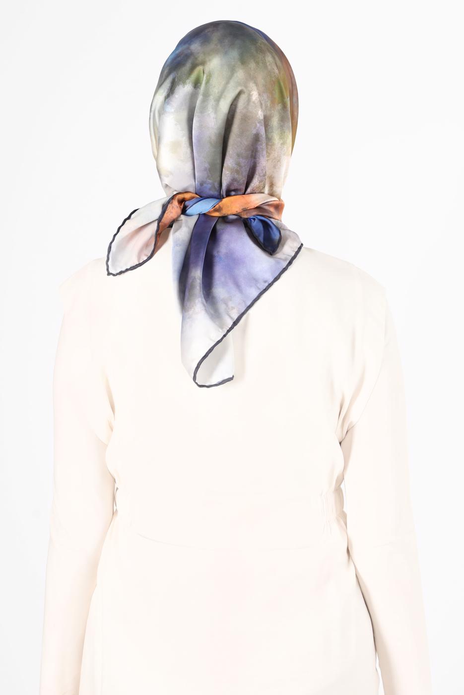 Tesettür giyim LACİVERT ALVİNA DİJİTAL SURA EŞARP T 8122