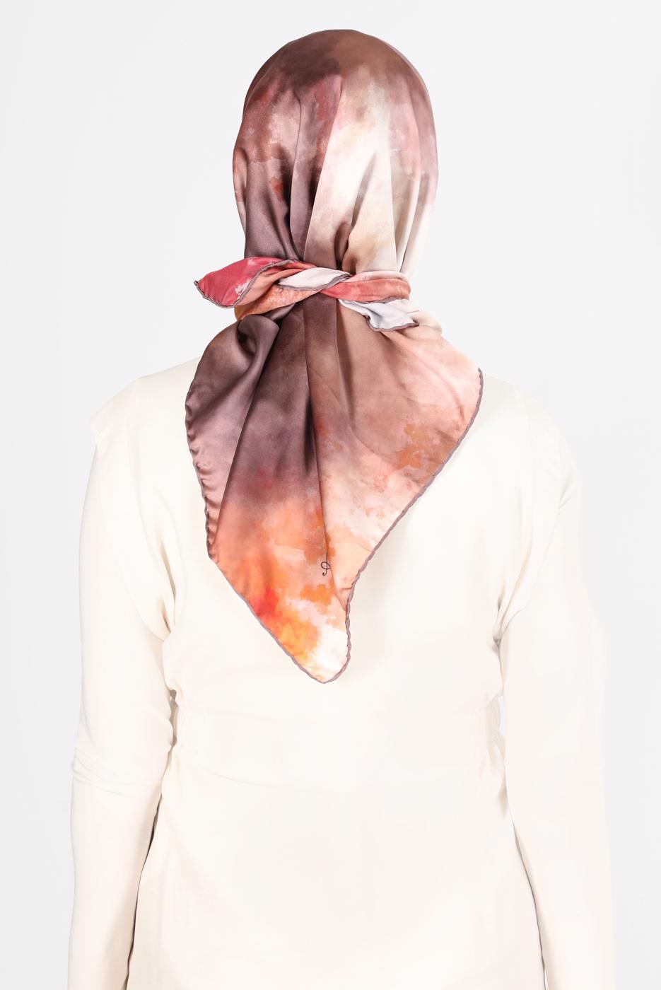 Tesettür giyim KAHVE ALVİNA DİJİTAL SURA EŞARP T 8122