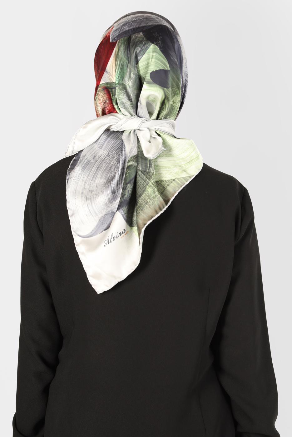 Tesettür giyim GÜMÜŞ ALVİNA DİJİTAL SURA EŞARP T 8123