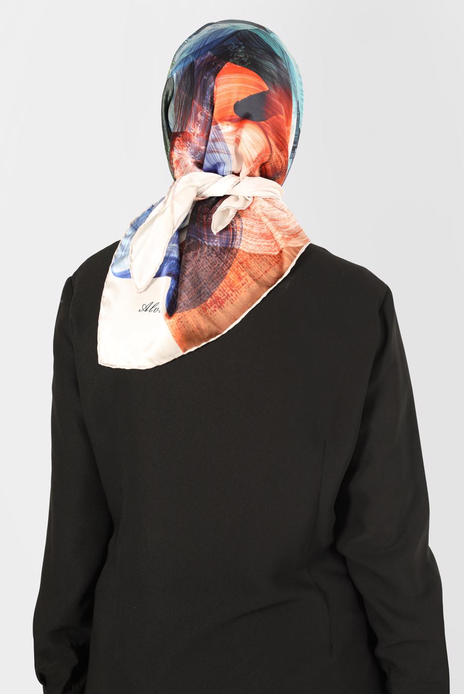 Tesettür giyim PUDRA ALVİNA DİJİTAL SURA EŞARP T 8123