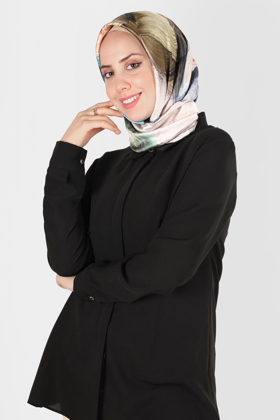 Tesettür giyim VİZON ALVİNA DİJİTAL SURA EŞARP T 8123