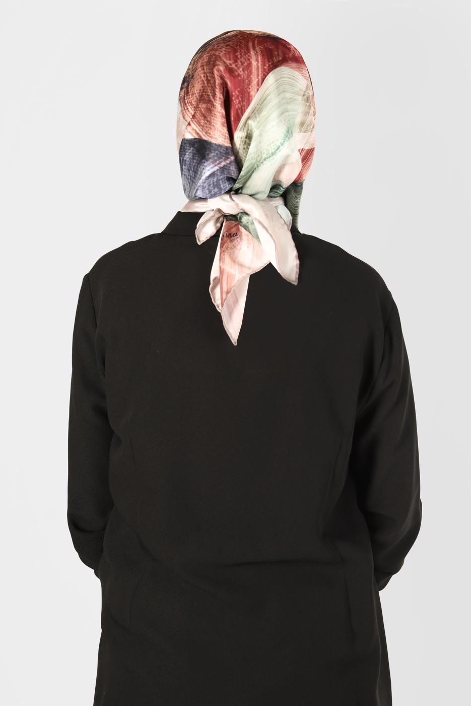 Tesettür giyim VİZON ALVİNA DİJİTAL SURA EŞARP T 8123