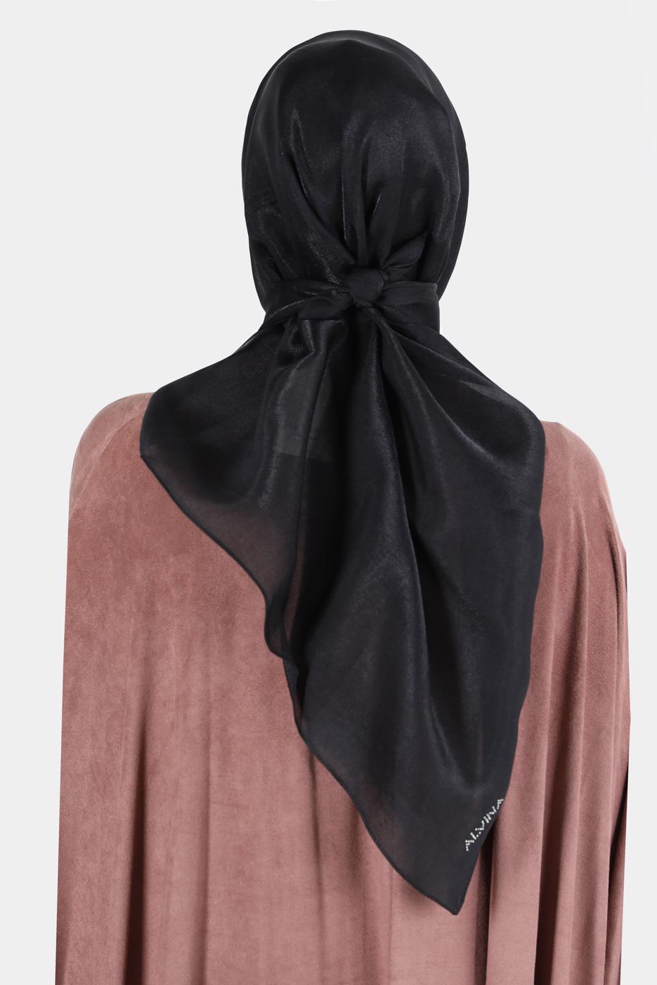Tesettür giyim SİYAH ALVİNA PARILTI BANTLI ŞAL T 8126
