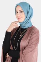 Tesettür giyim MAVİ ALVİNA PARILTI BANTLI ŞAL T 8126