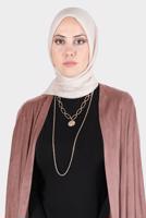 Tesettür giyim BEJ ALVİNA PARILTI BANTLI ŞAL T 8126