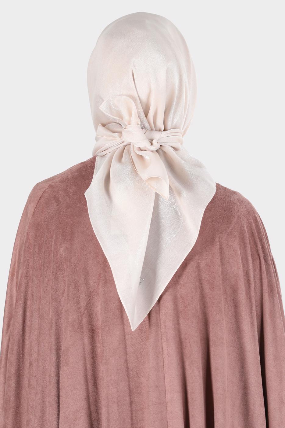Tesettür giyim BEJ ALVİNA PARILTI BANTLI ŞAL T 8126