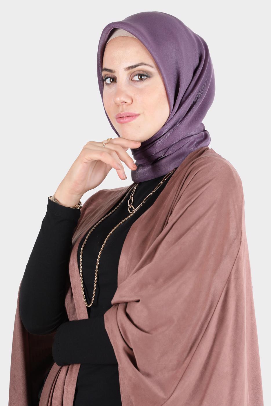 Tesettür giyim MOR ALVİNA PARILTI BANTLI ŞAL T 8126