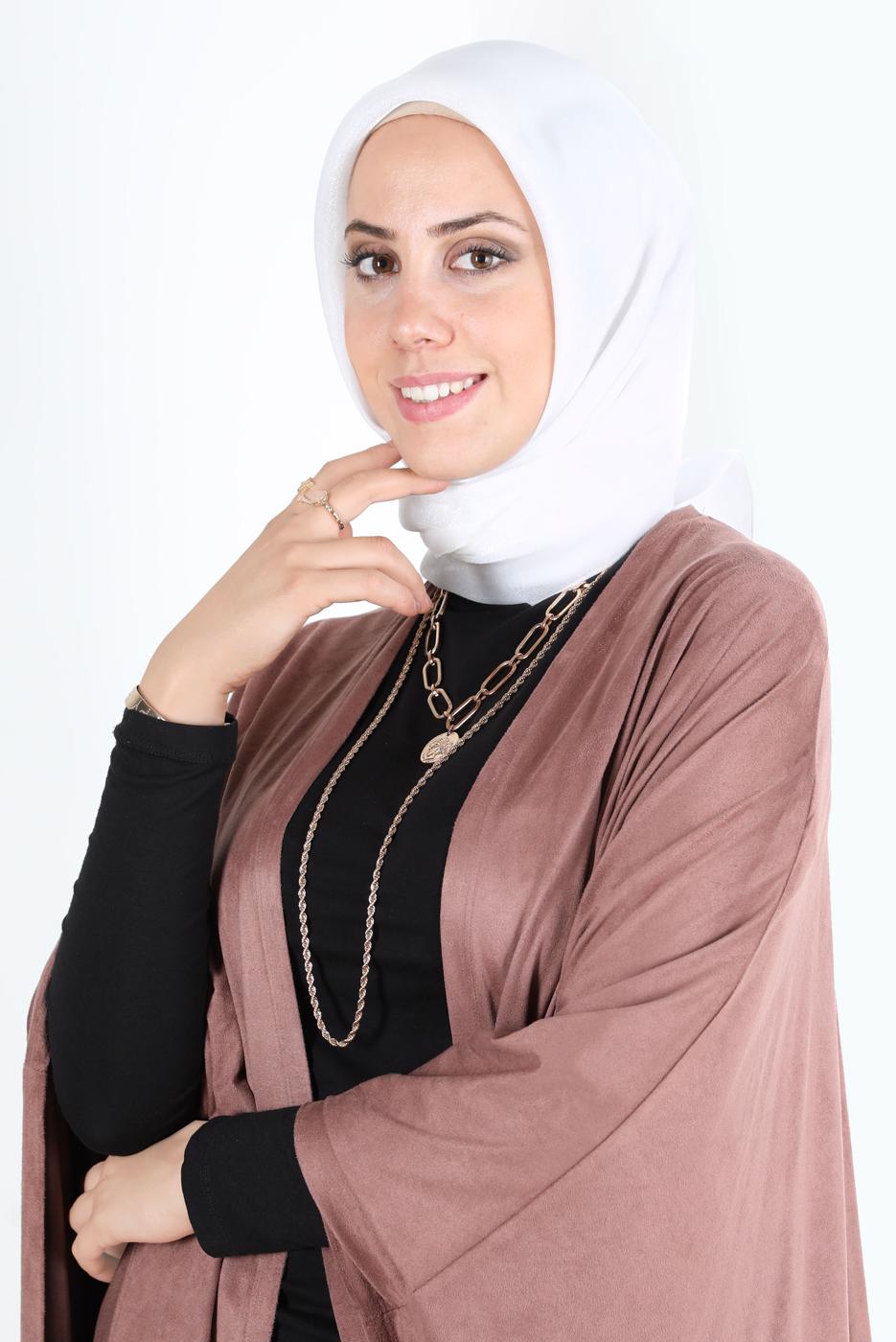 Tesettür giyim EKRU ALVİNA PARILTI BANTLI ŞAL T 8126