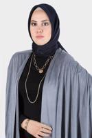 Tesettür giyim LACİVERT ALVİNA PARILTI BANTLI ŞAL T 8126