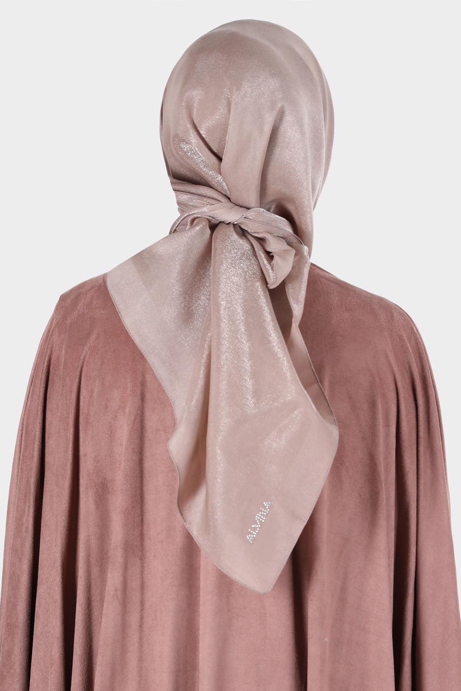 Tesettür giyim VİZON ALVİNA PARILTI BANTLI ŞAL T 8126