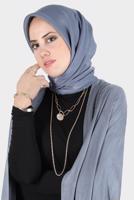Tesettür giyim LACİVERT ALVİNA PARILTI BANTLI ŞAL T 8126