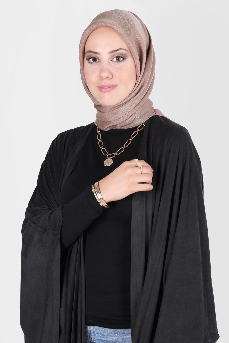 Tesettür giyim BEJ ALVİNA ÜÇİPLİK EFEKTLİ EŞARP T 8127