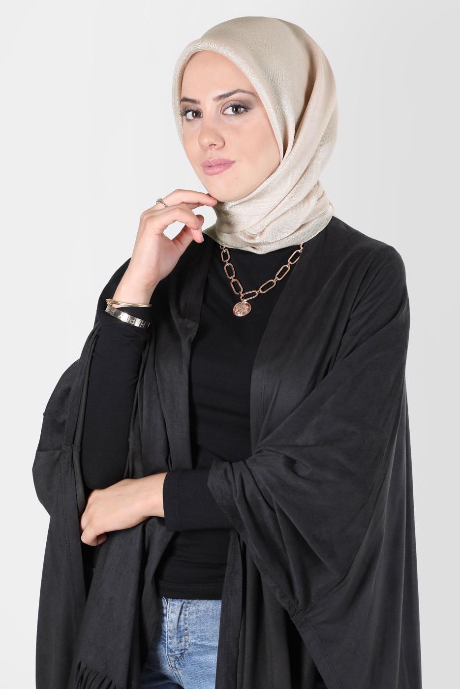 Tesettür giyim BEJ ALVİNA ÜÇİPLİK EFEKTLİ EŞARP T 8127