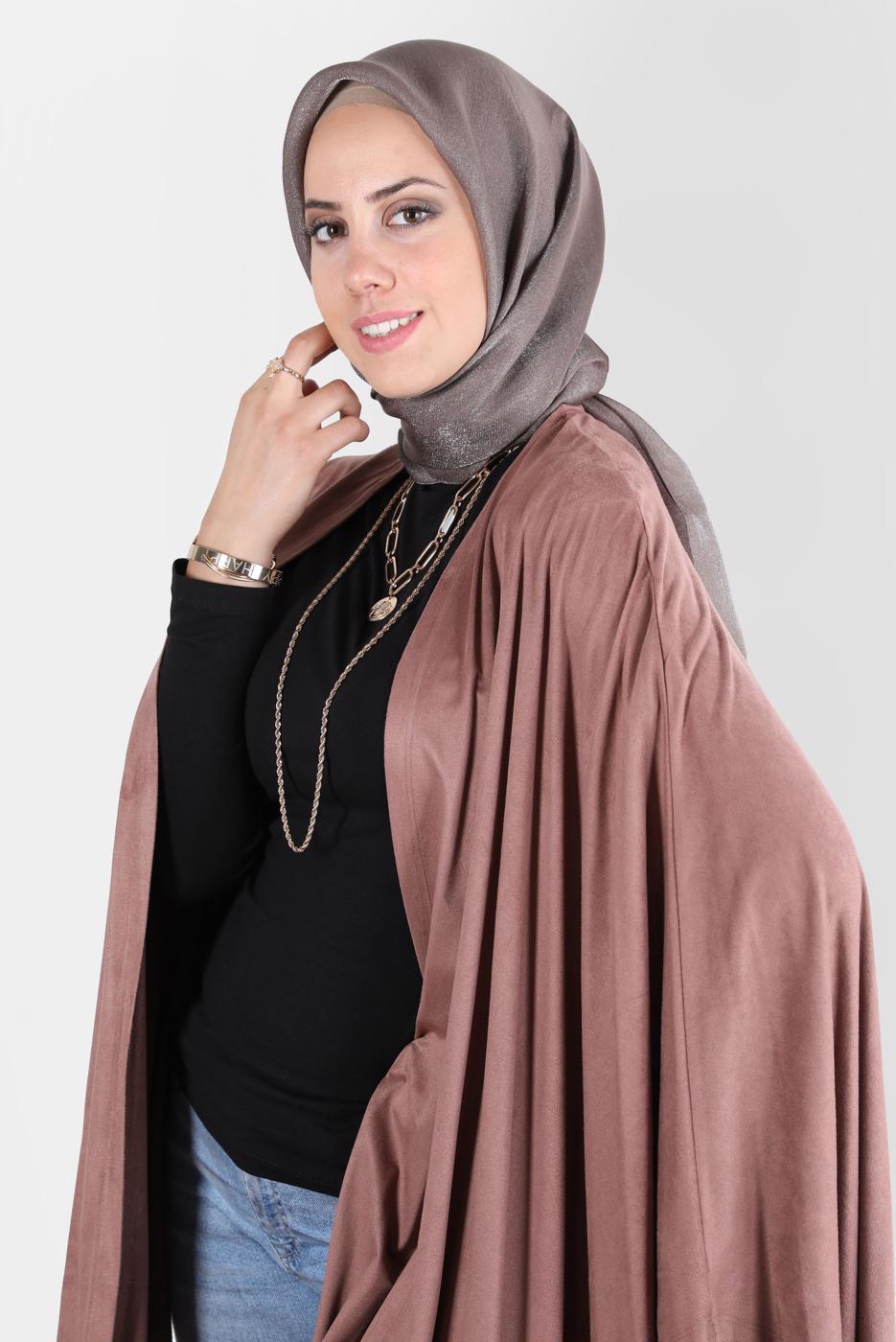 Tesettür giyim KAHVE ALVİNA ÜÇİPLİK EFEKTLİ EŞARP T 8127