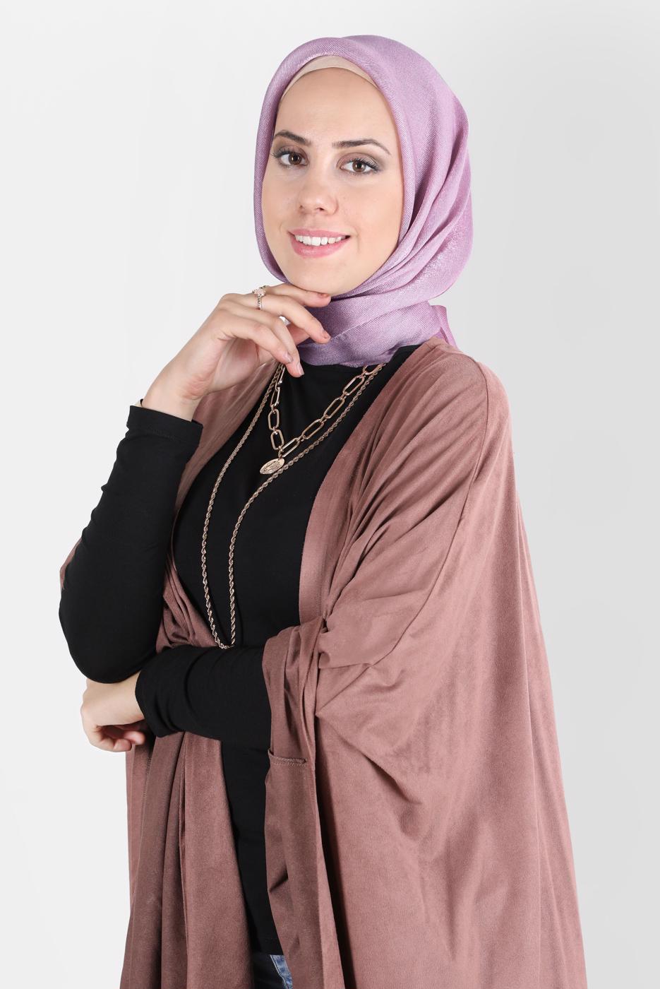 Tesettür giyim PUDRA ALVİNA ÜÇİPLİK EFEKTLİ EŞARP T 8127