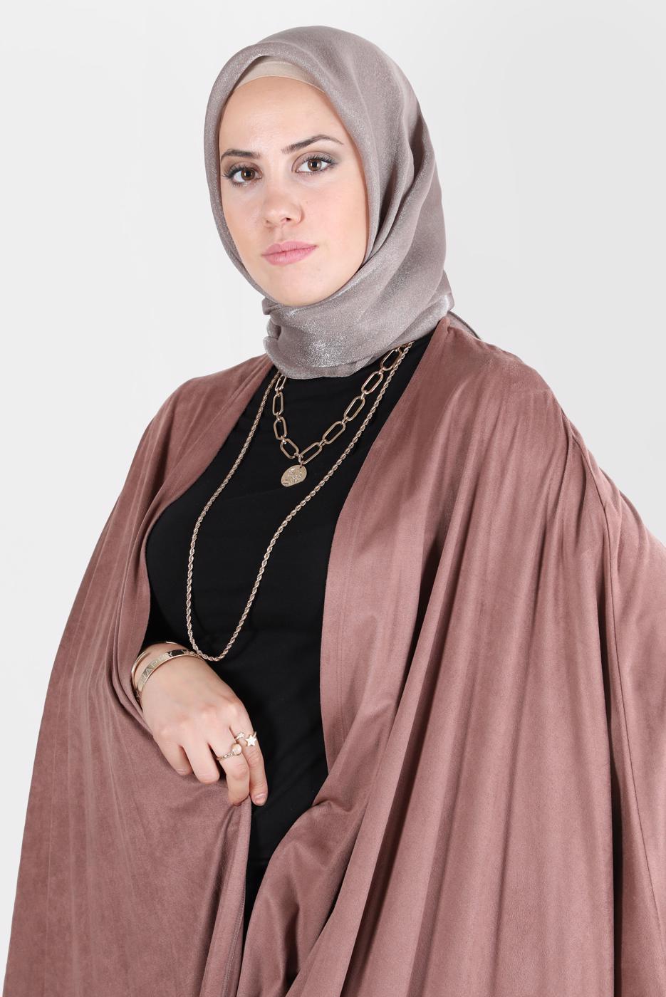 Tesettür giyim VİZON ALVİNA ÜÇİPLİK EFEKTLİ EŞARP T 8127