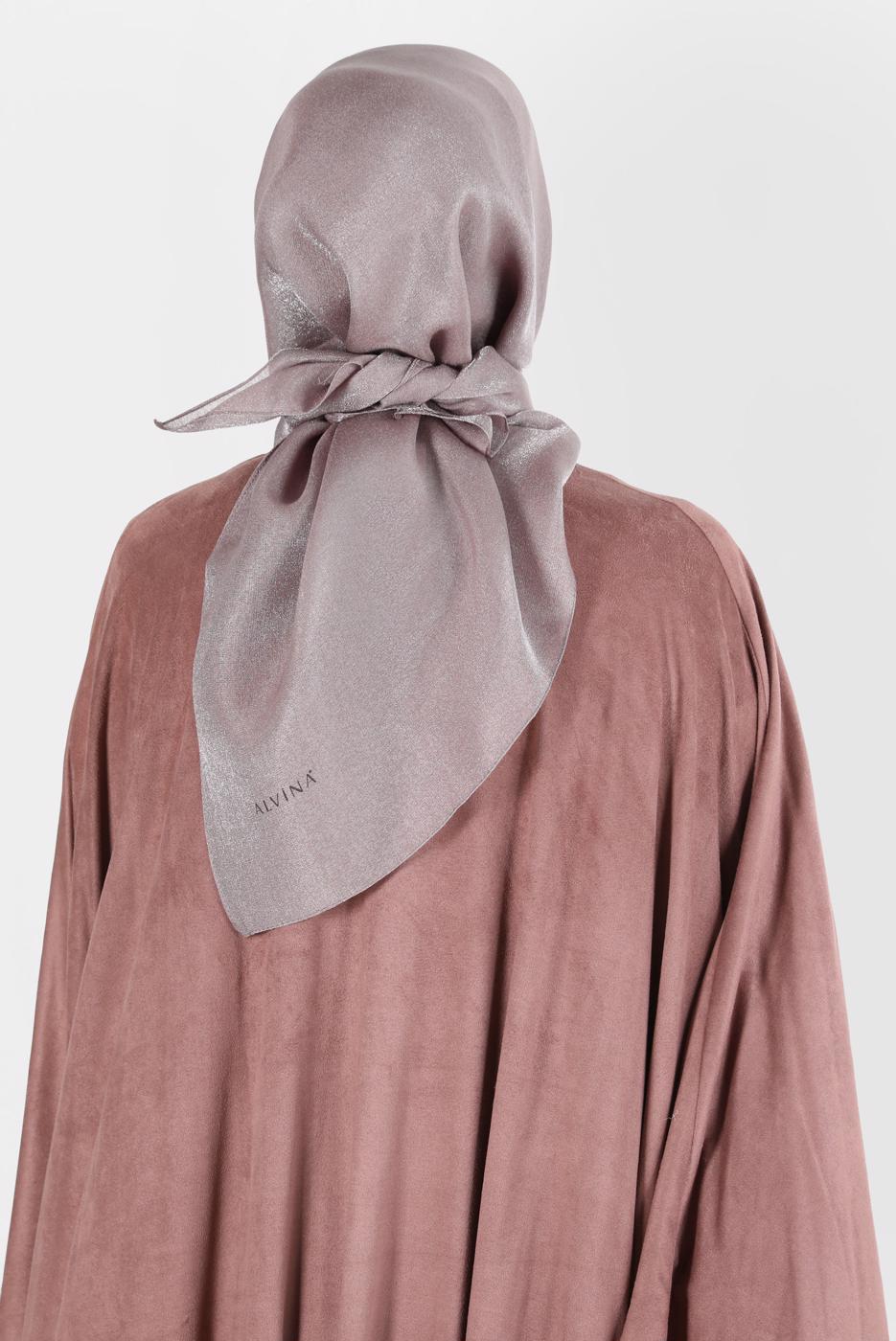 Tesettür giyim VİZON ALVİNA ÜÇİPLİK EFEKTLİ EŞARP T 8127