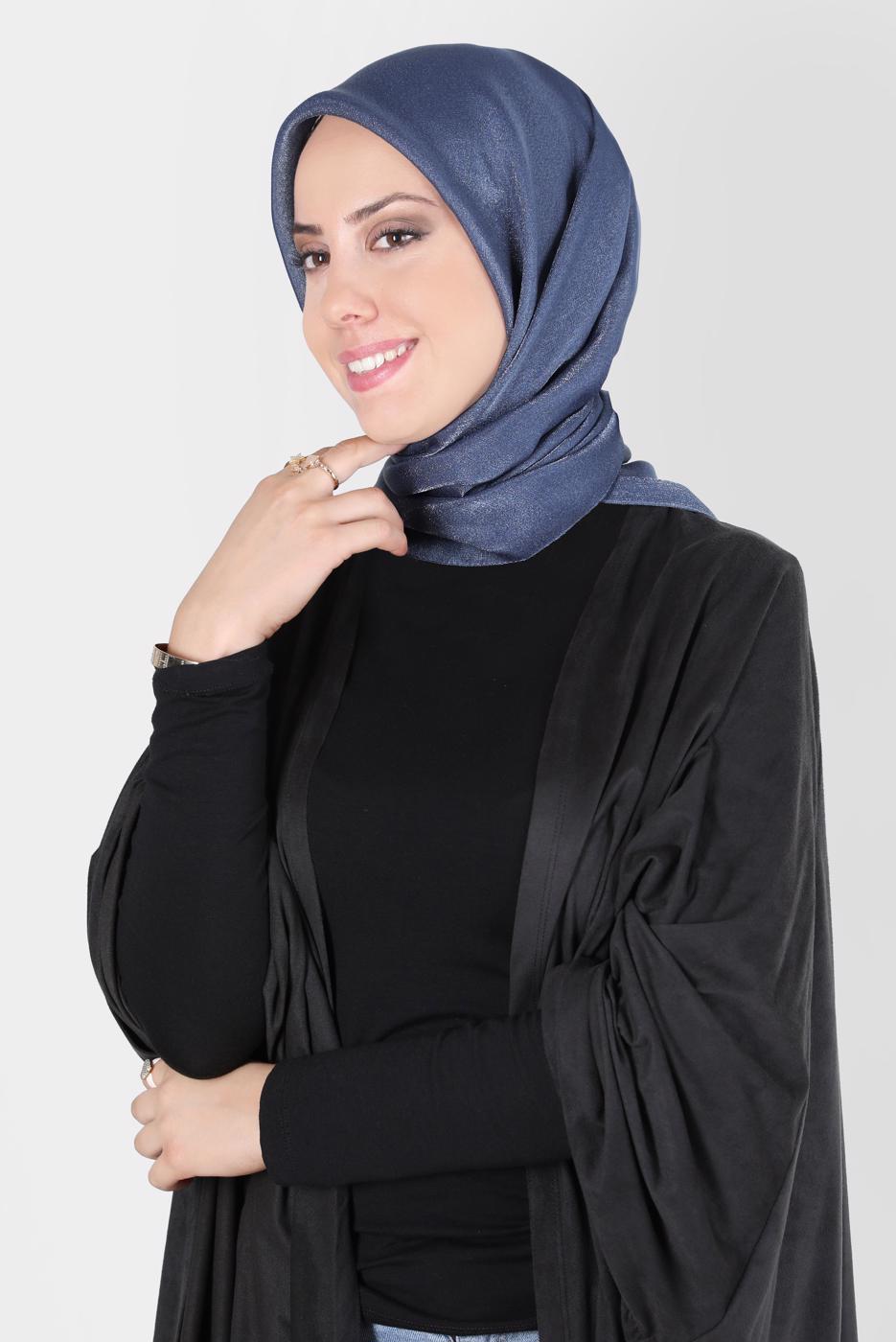 Tesettür giyim LACİVERT ALVİNA ÜÇİPLİK EFEKTLİ EŞARP T 8127